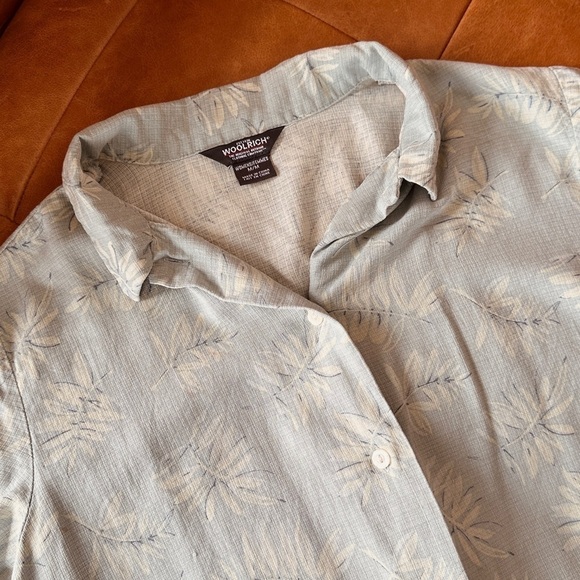 Silk/Cotton mix Woolrich short  sleeve shirt - size M - light green - Picture 1 of 5